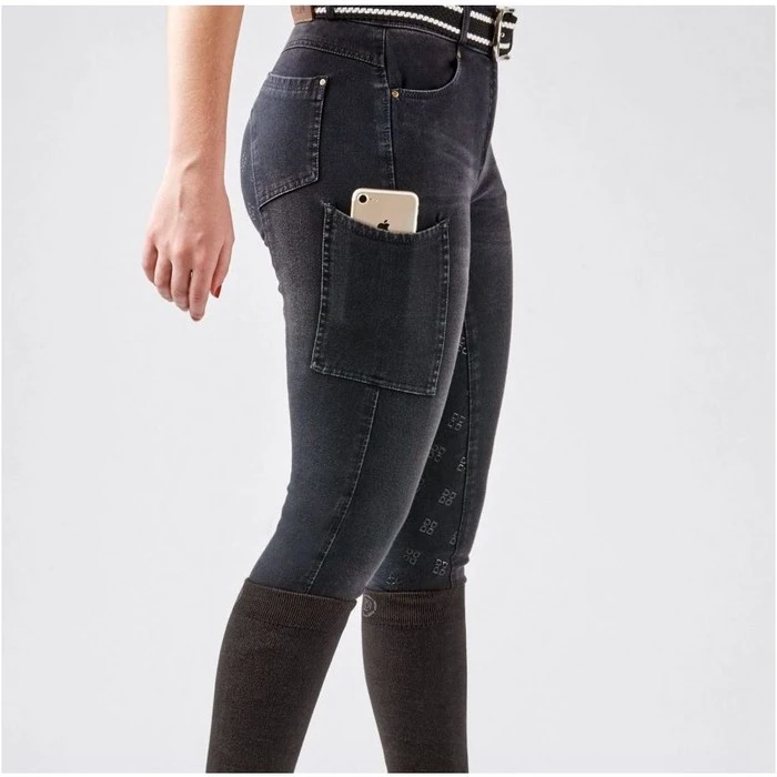 2022 Dublin Womens Shona Full Grip Silicone Print Denim Breaches 10029960 - Ash - Image 2