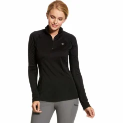 2023 Ariat Womens Sunstopper 2.0 1/4 Zip Baselayer 10030429 - Black Colour Black