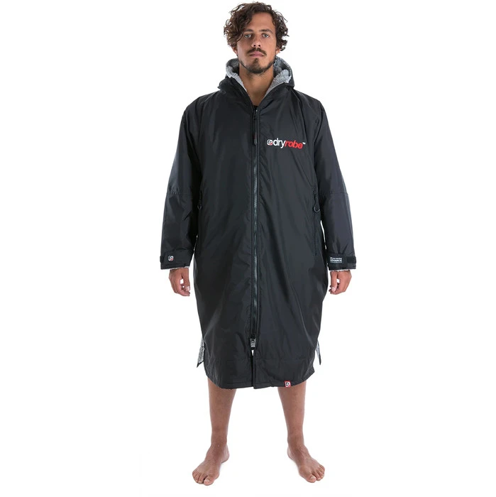 2022 Dryrobe Advance Long Sleeve Premium Outdoor Change Robe LSDABG - Black / Grey - Image 2