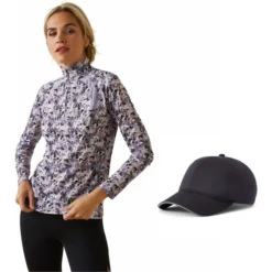 2023 Ariat Womens Sunstopper 2.0 1/4 Zip Baselayer & FREE Ariattek Performance Mesh Cap Bundle