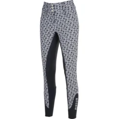2023 Pikeur Womens Candela Full Seat Grip Print Breeches 141746 406 - Nightblue / Grey / White