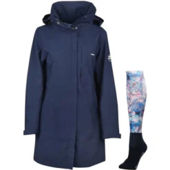 2023 Weatherbeeta Womens Everly Jacket With FREE Stocking Socks 1019059010093730 - Ink Navy / Blossom