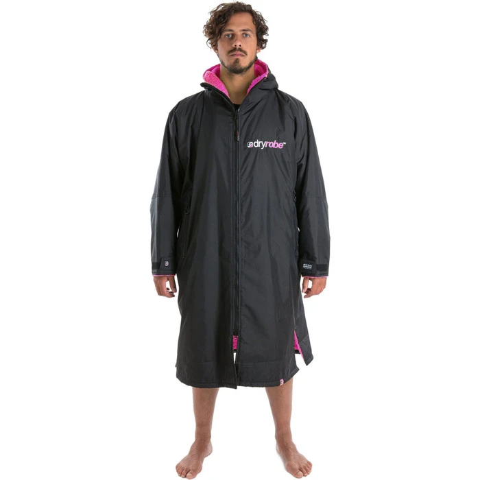 2021 Dryrobe Advance Long Sleeve Premium Outdoor Change Robe LSDABB - Black / Pink Colour Black/Pink - Image 3