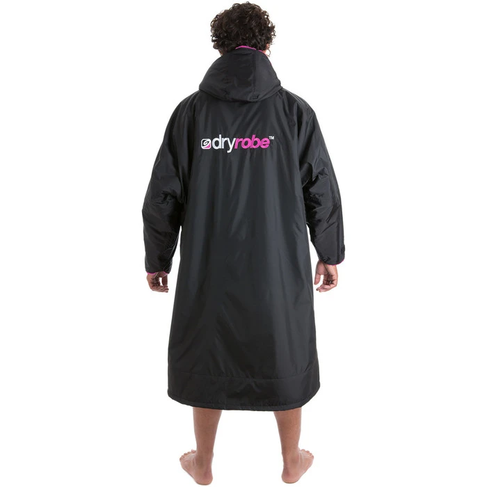 2021 Dryrobe Advance Long Sleeve Premium Outdoor Change Robe LSDABB - Black / Pink Colour Black/Pink - Image 4