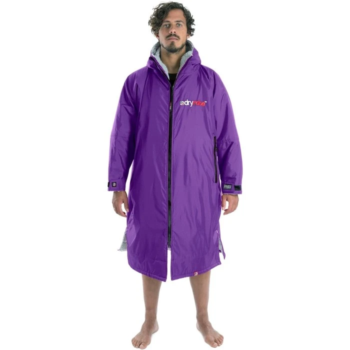 2021 Dryrobe Advance Long Sleeve Premium Outdoor Change Robe LSDABB - Purple / Grey Colour Grey/Purple - Image 2