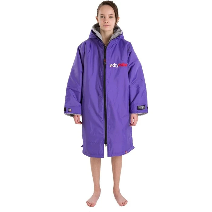 2021 Dryrobe Advance Long Sleeve Premium Outdoor Change Robe LSDABB - Purple / Grey Colour Grey/Purple - Image 4