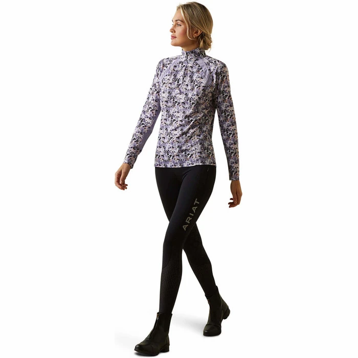 2023 Ariat Womens Sunstopper 2.0 1/4 Zip Baselayer 10030429 - Grey Camo Floral Colour Grey Camo Floral - Image 5