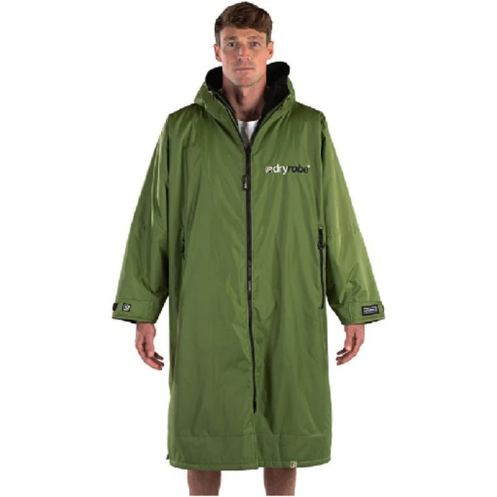 2022 Dryrobe Advance Long Sleeve Premium Outdoor Change Robe LSDADGB - Dark Green / Black - Image 2